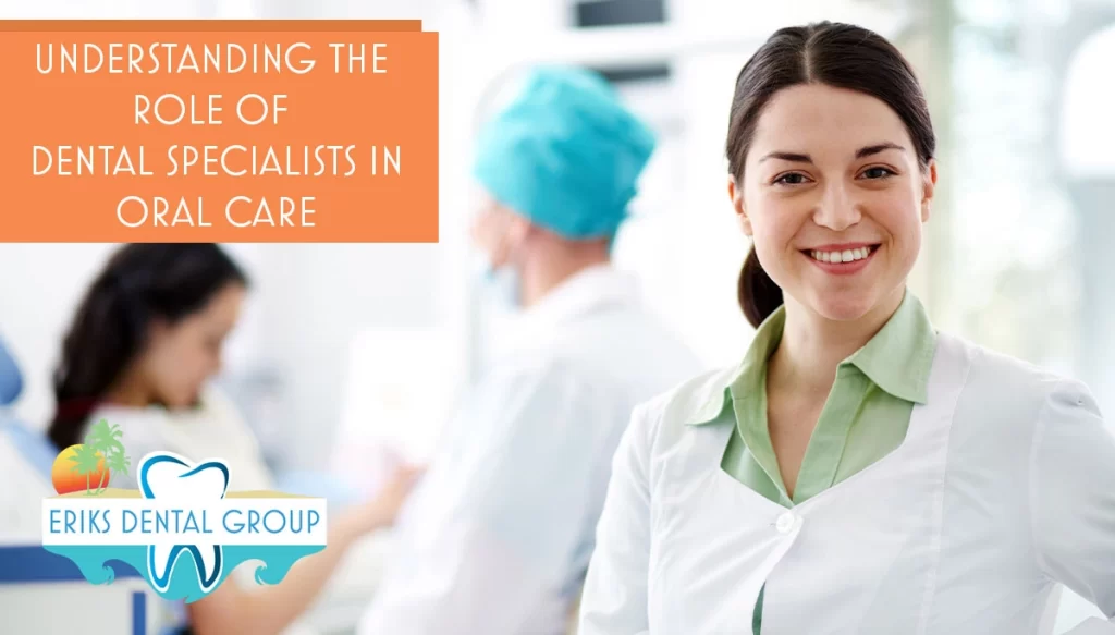 image of dental specialist with text banner