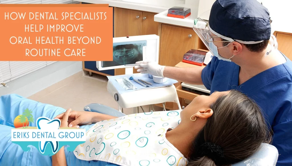 dentist and patient looking at screen