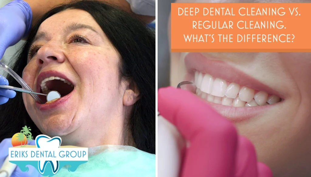 Comparison of two people getting teeth cleaned