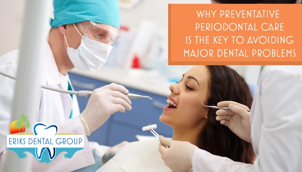 dentists examine a woman's teeth