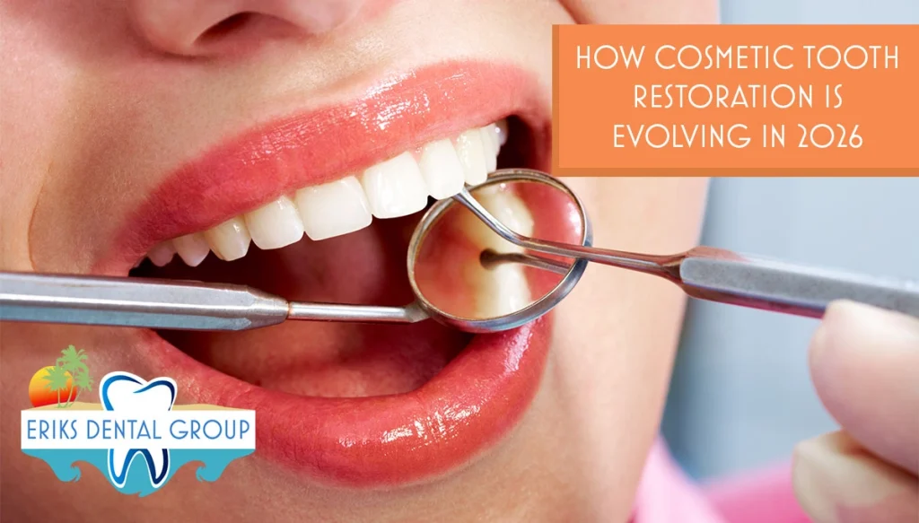 woman smiling with dental tools in her mouth